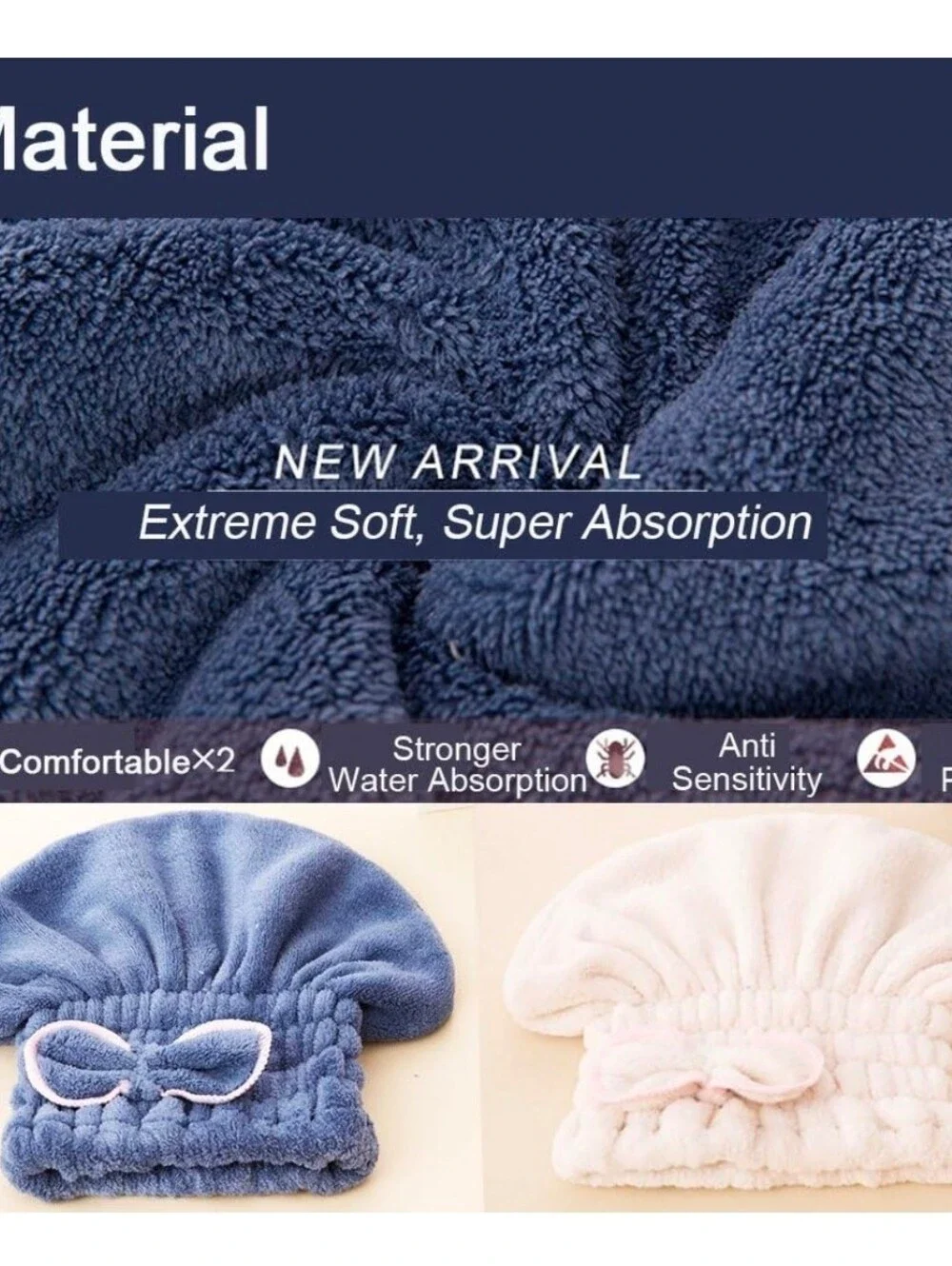 NWOT Microfiber Hair Drying Cap, Ultra Absorbent, Fast Drying Hair Turban Wrap